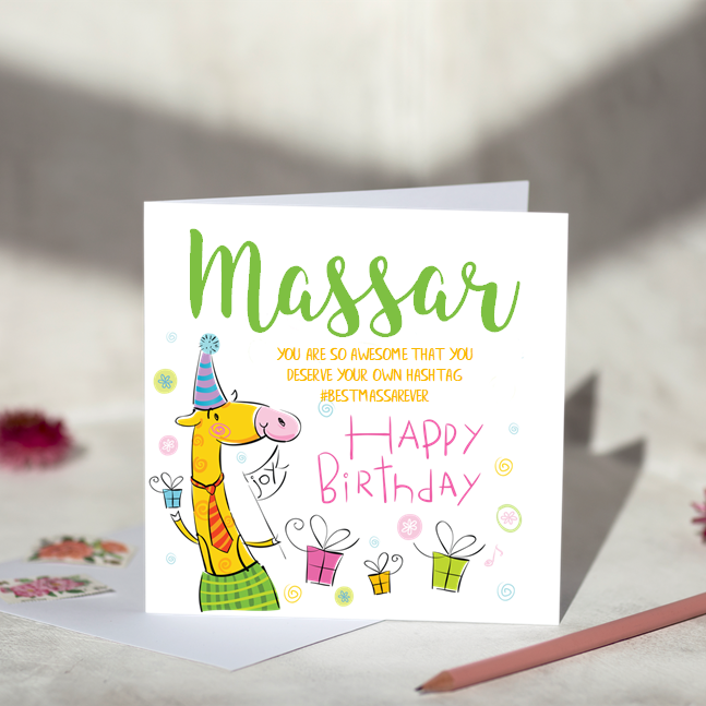 Massar Hashtag Birthday Card