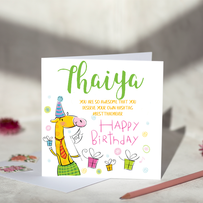 Thaiya Hashtag Birthday Card