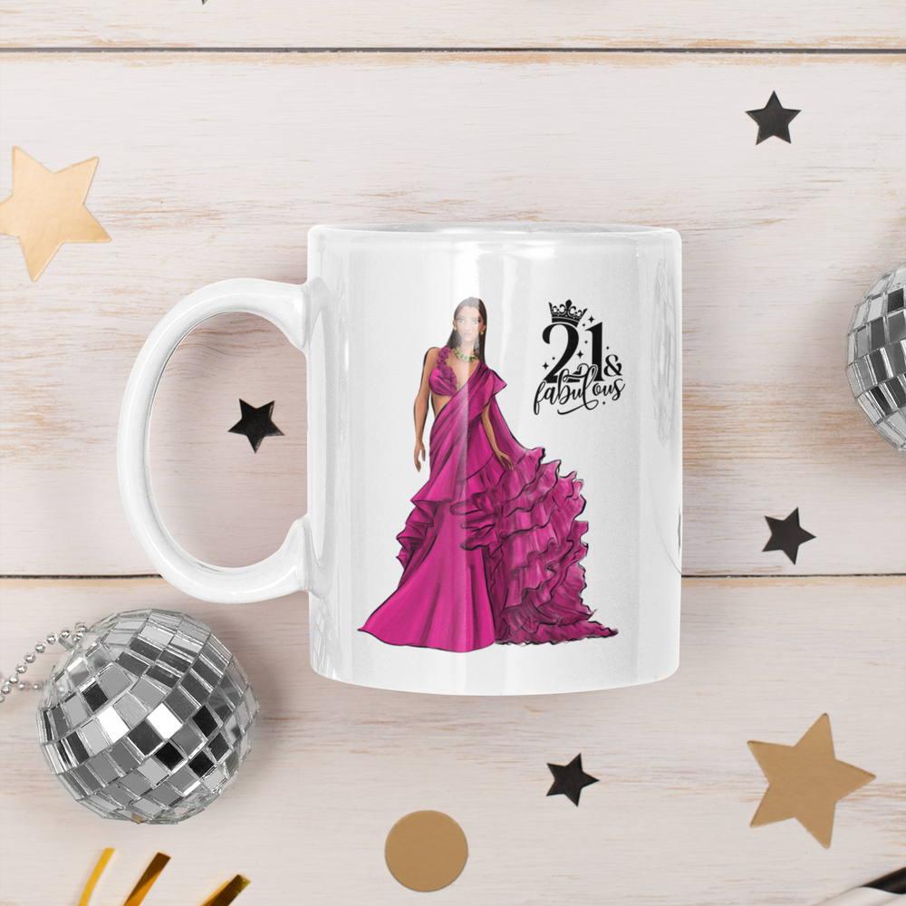 21 & Fab Cerise Dress 21st Birthday Mug