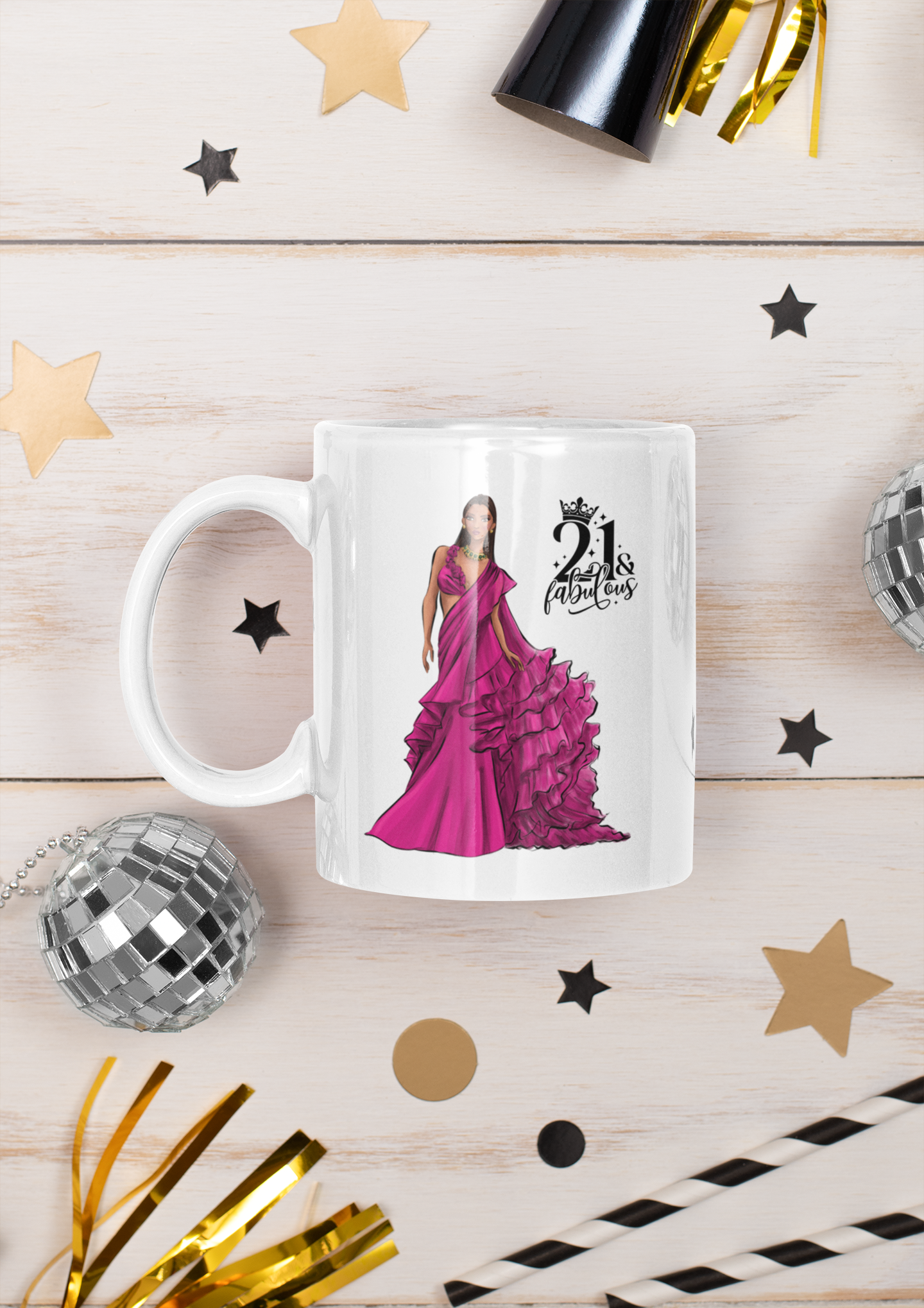 21 & Fab Cerise Dress 21st Birthday Mug