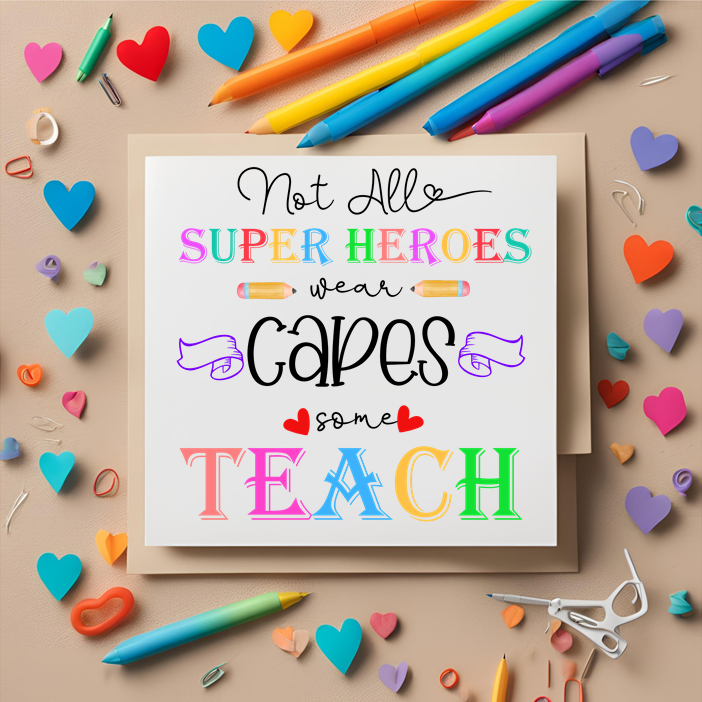 Superheroes Teacher Card