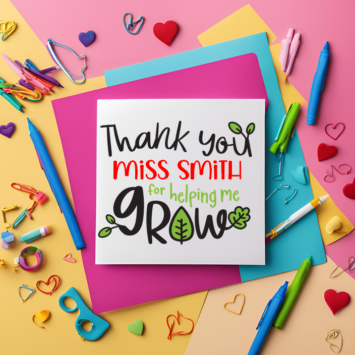 Thank You For Helping Me Grow Personalised Card