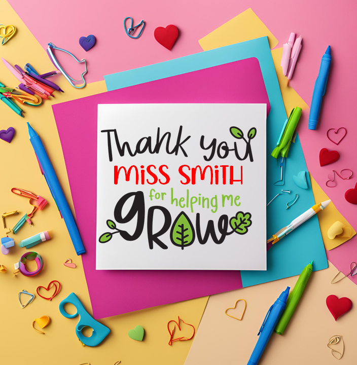 Thank You For Helping Me Grow Personalised Card