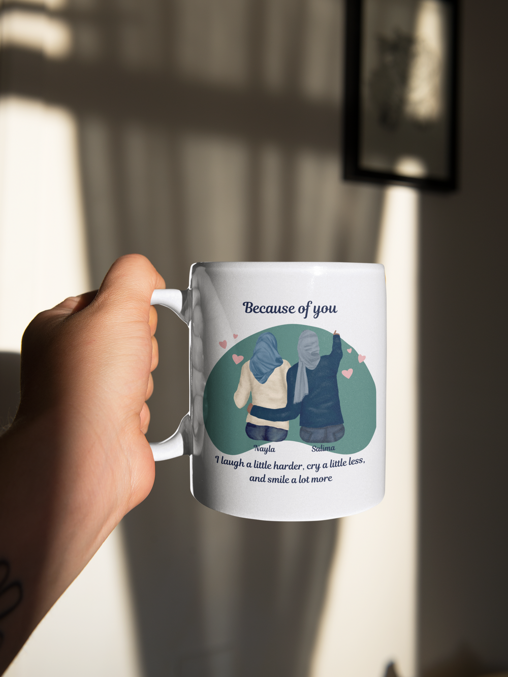 Because of You Hijabi Best Friends Mug