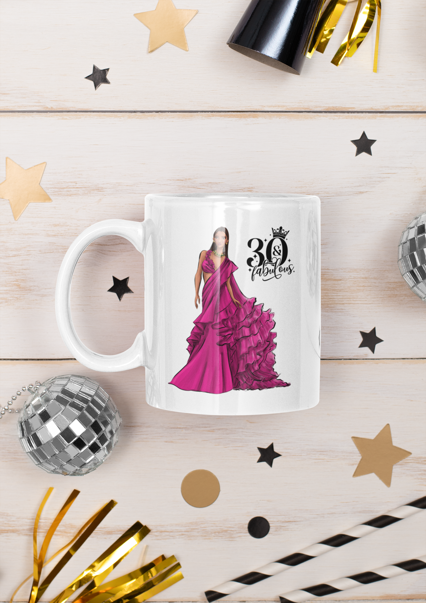 30 & Fab Cerise Dress 30th Birthday Mug