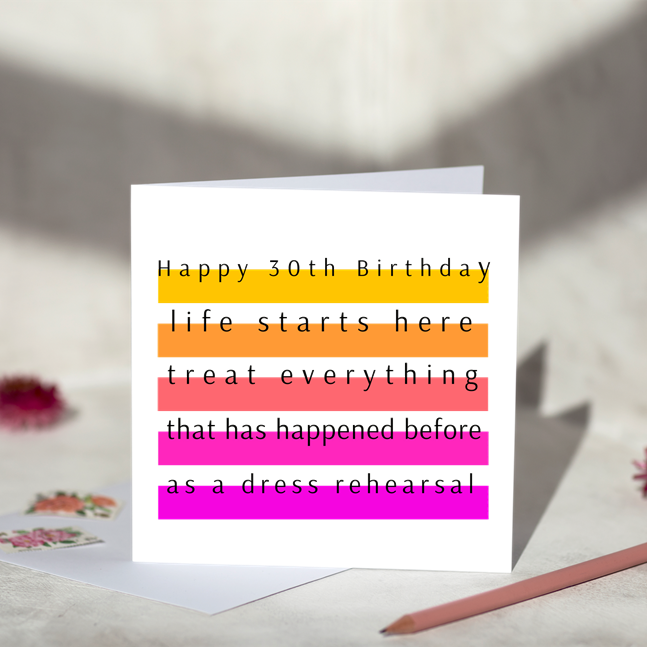 Dress Rehearsal 30th Birthday Card