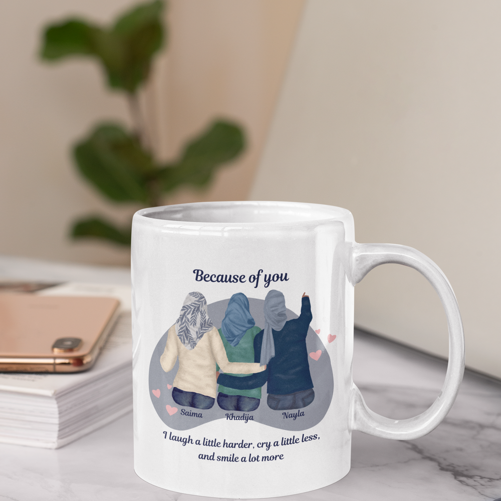 Because of You Hijabi Best Friends Mug