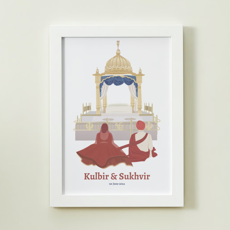 Anand Karaj Red Design Print Framed