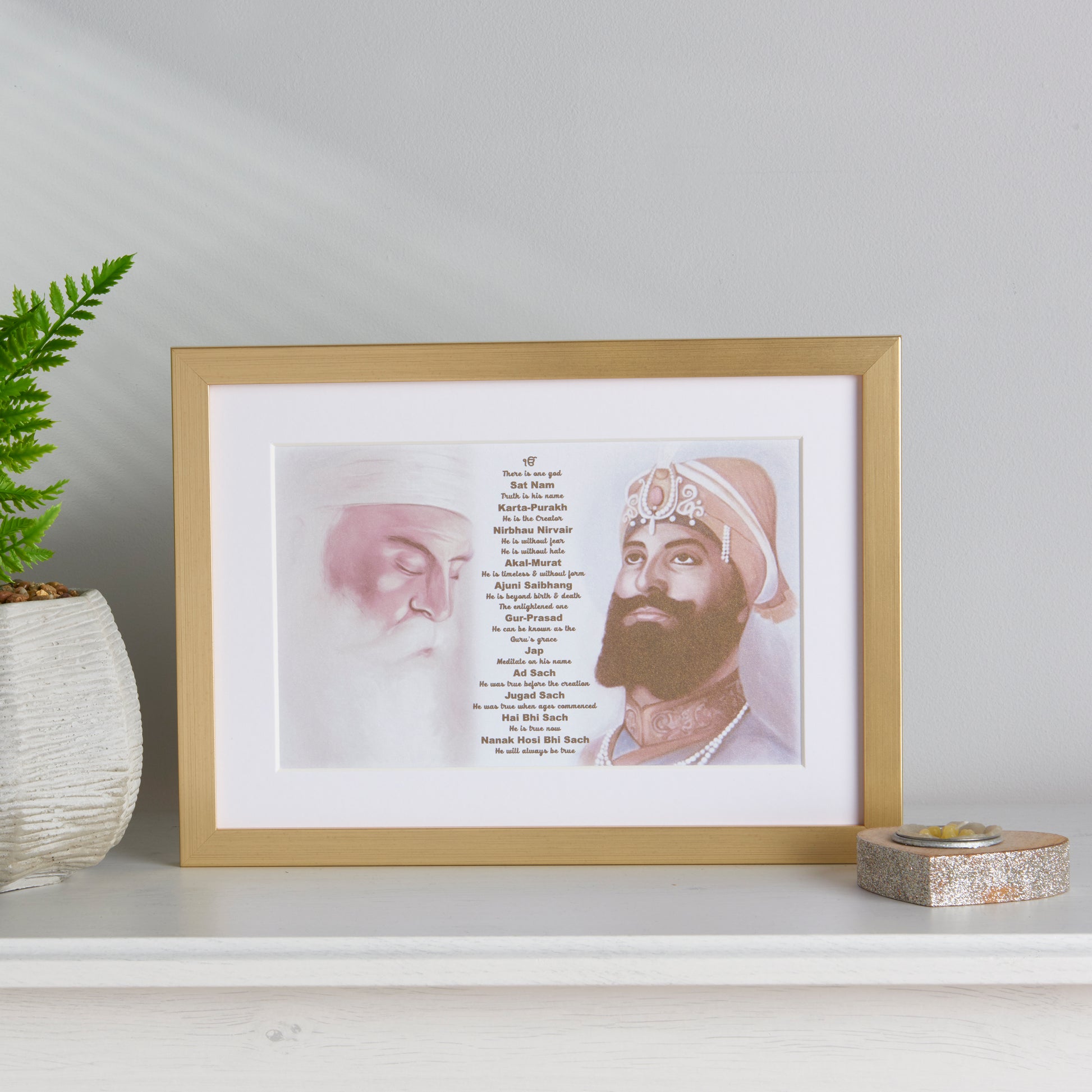 Sample Sale Guru Nanak Dev & Guru Gobind Singh Print Including Mool Mantar in English Including Translation
