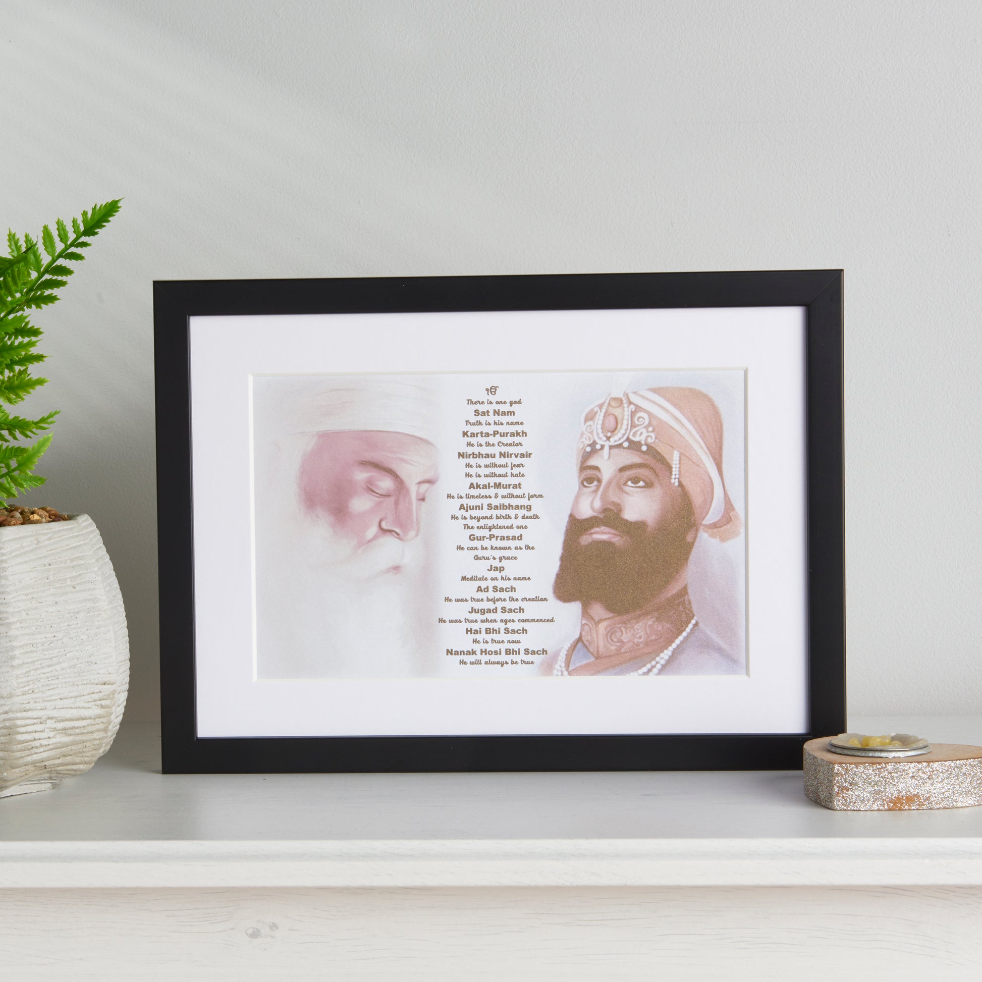 Sample Sale Guru Nanak Dev & Guru Gobind Singh Print Including Mool Mantar in English Including Translation