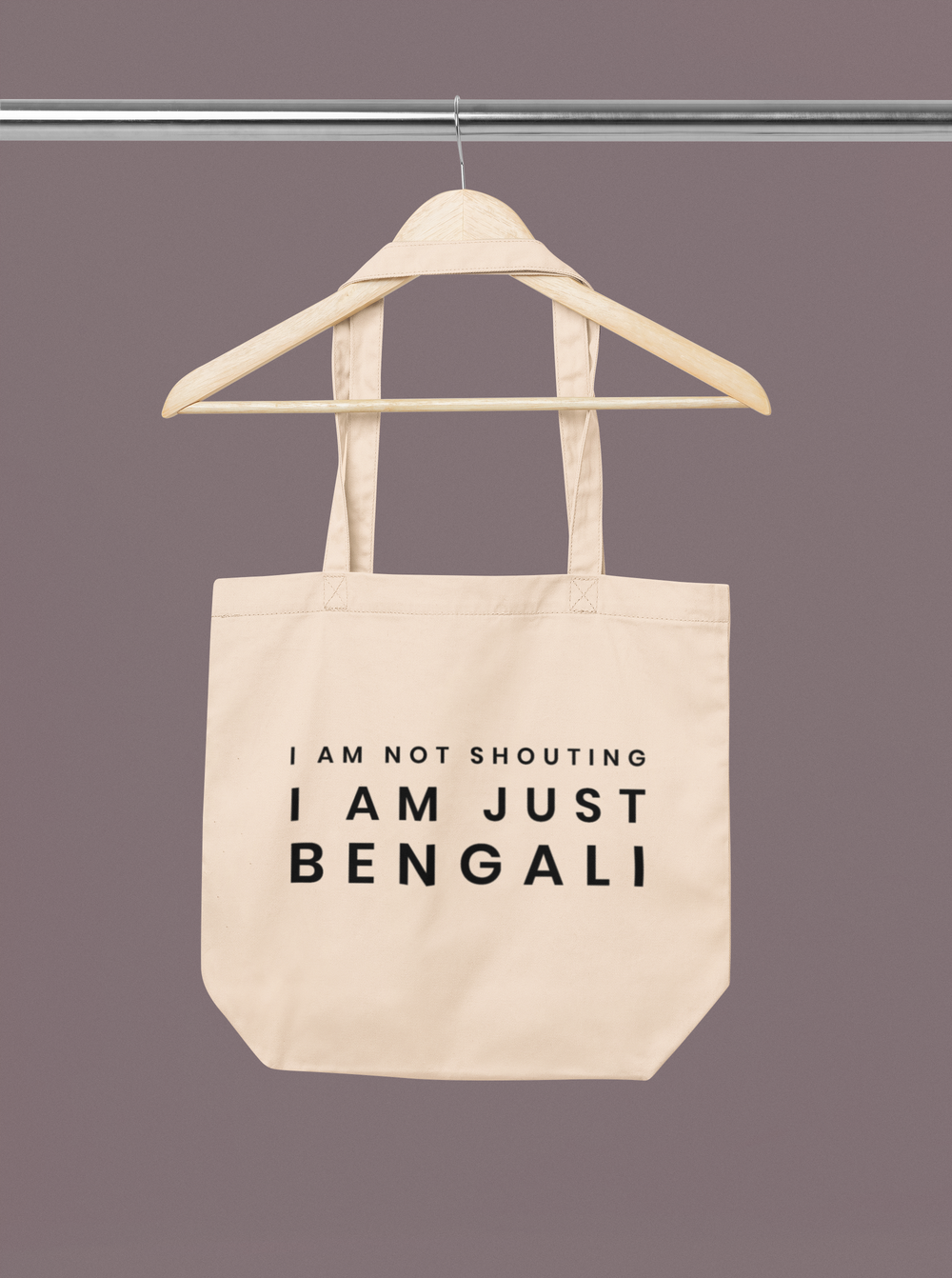 I Am Not Shouting Bengali Large Tote Bag