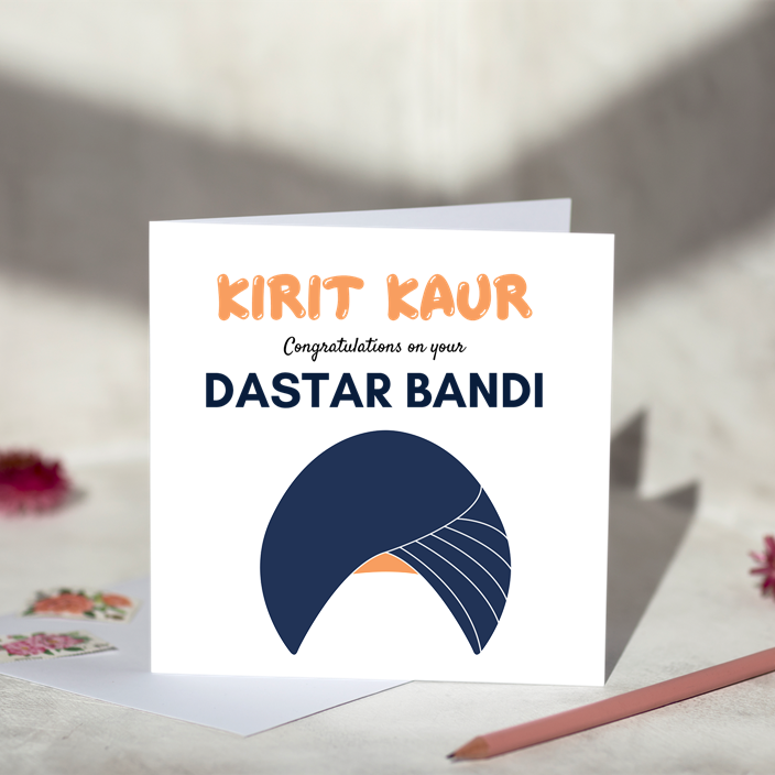 Blue Dastar Bandi Ceremony Card