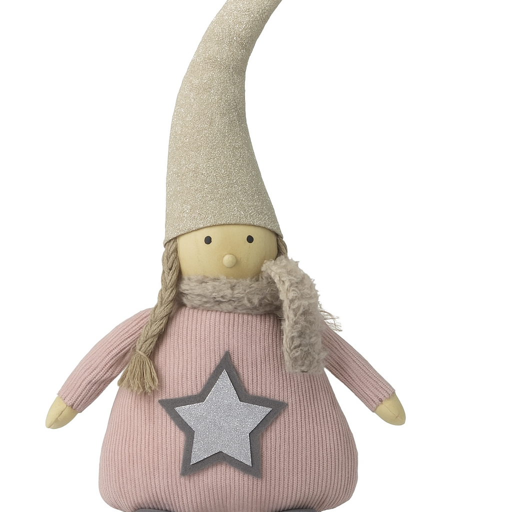 Fabric Sitting Girls With Big Hats Christmas Decoration