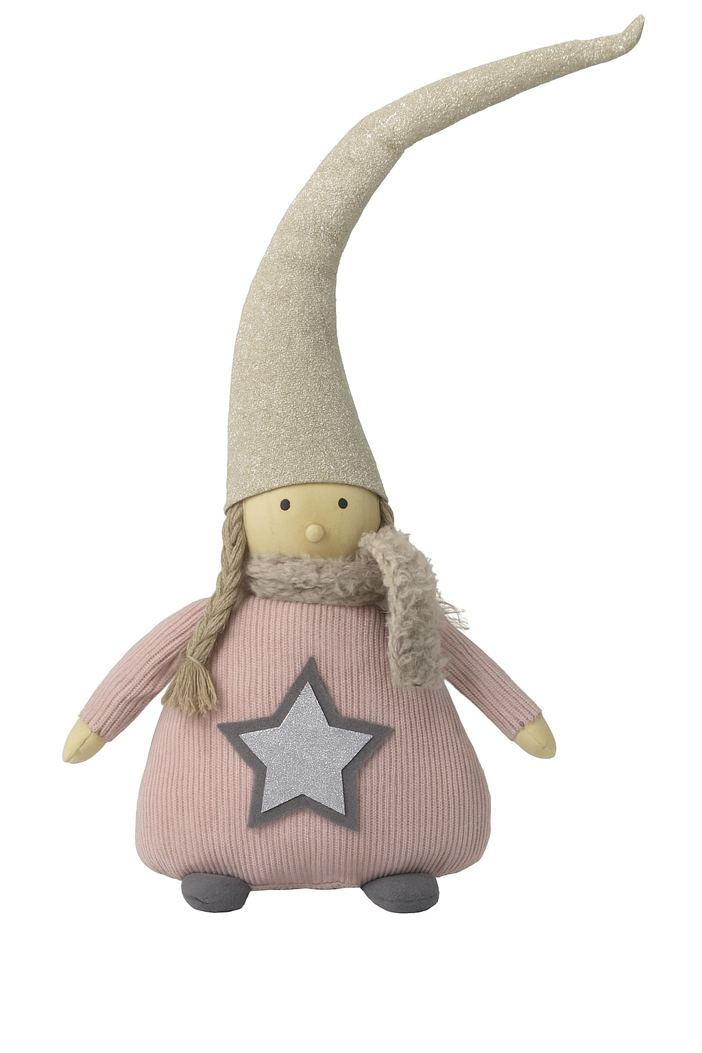 Fabric Sitting Girls With Big Hats Christmas Decoration