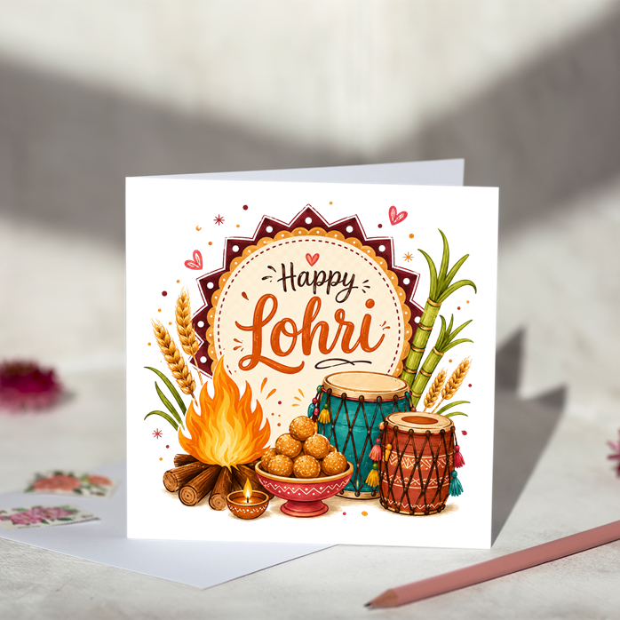 Happy Lohri Circular Greeting Card