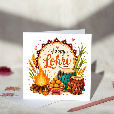 Happy Lohri Circular Greeting Card