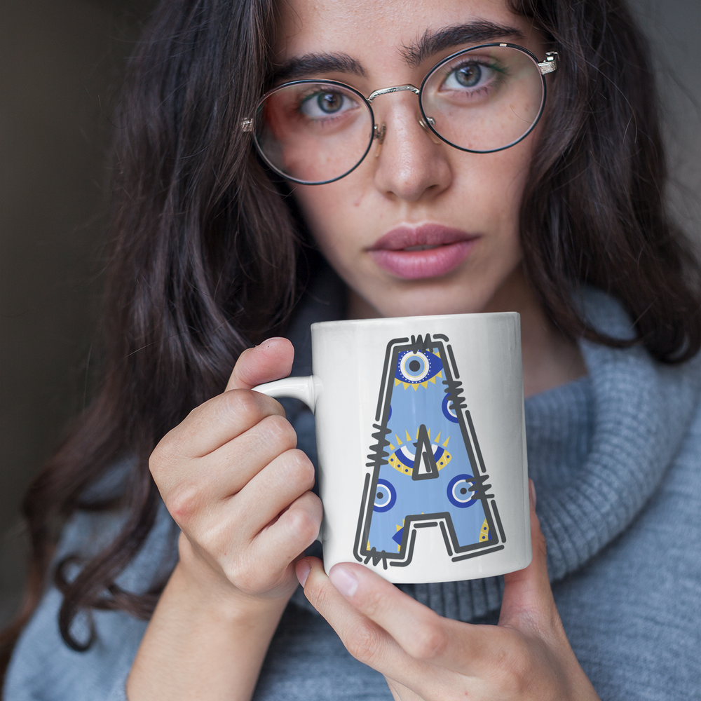 Personalised Evil Eye Initial Mug