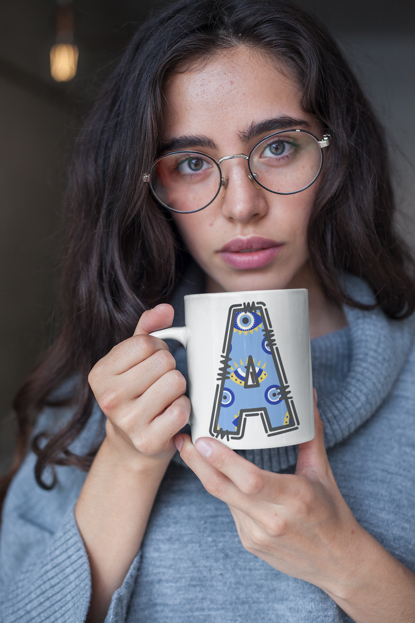 Personalised Evil Eye Initial Mug