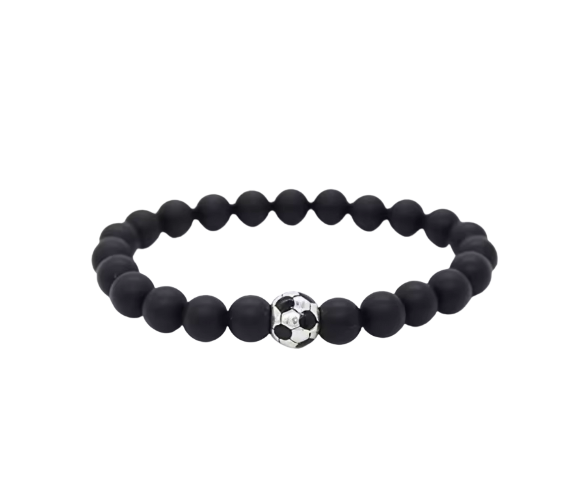 Football Charm Black Bead Bracelet 16cm