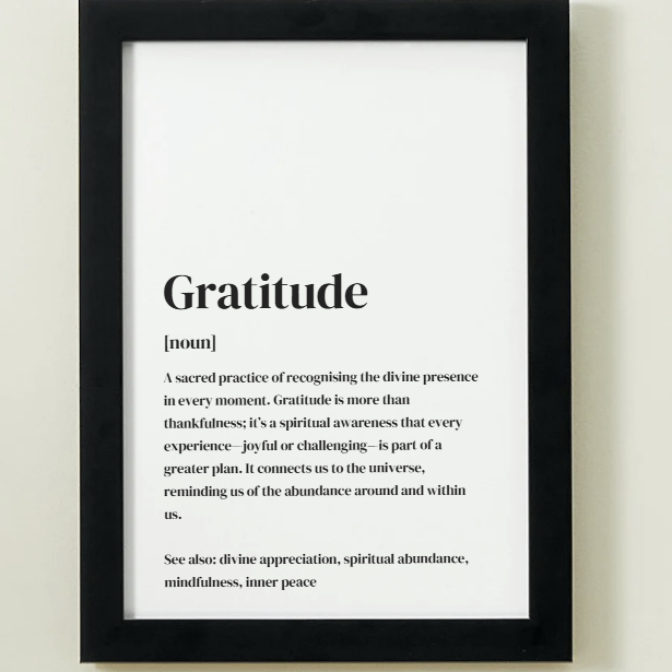 Gratitude Definition Art Print or Framed