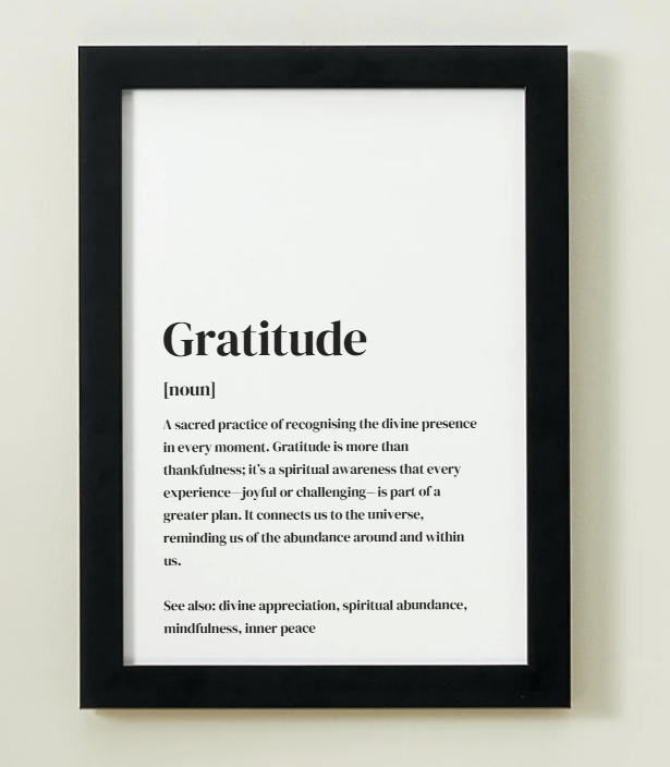 Gratitude Definition Art Print or Framed