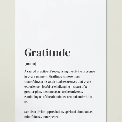 Gratitude Definition Art Print or Framed