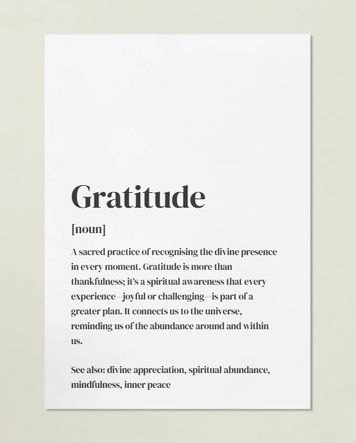 Gratitude Definition Art Print or Framed