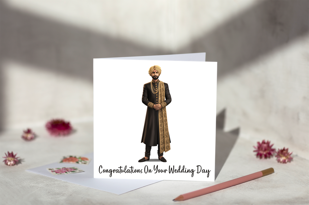 Wedding Day Groom in Brown Card