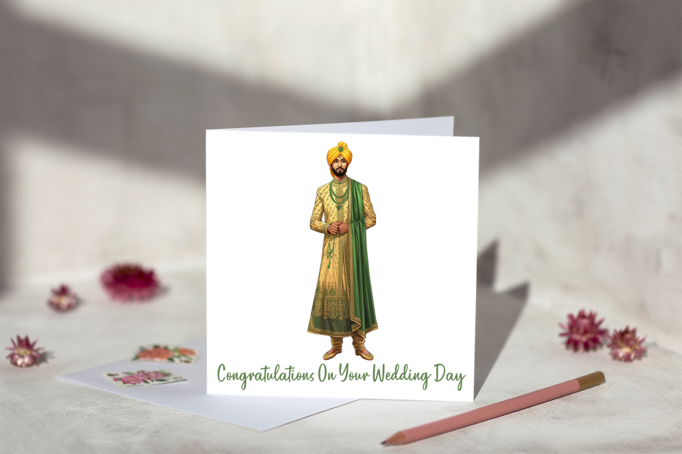 Wedding Day Groom in Green Card