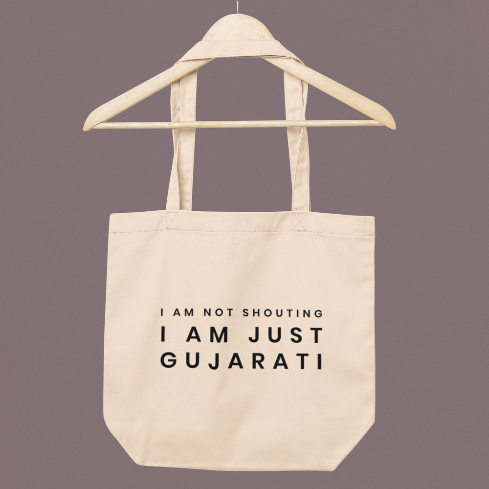 I Am Not Shouting Gujarati Large Tote Bag