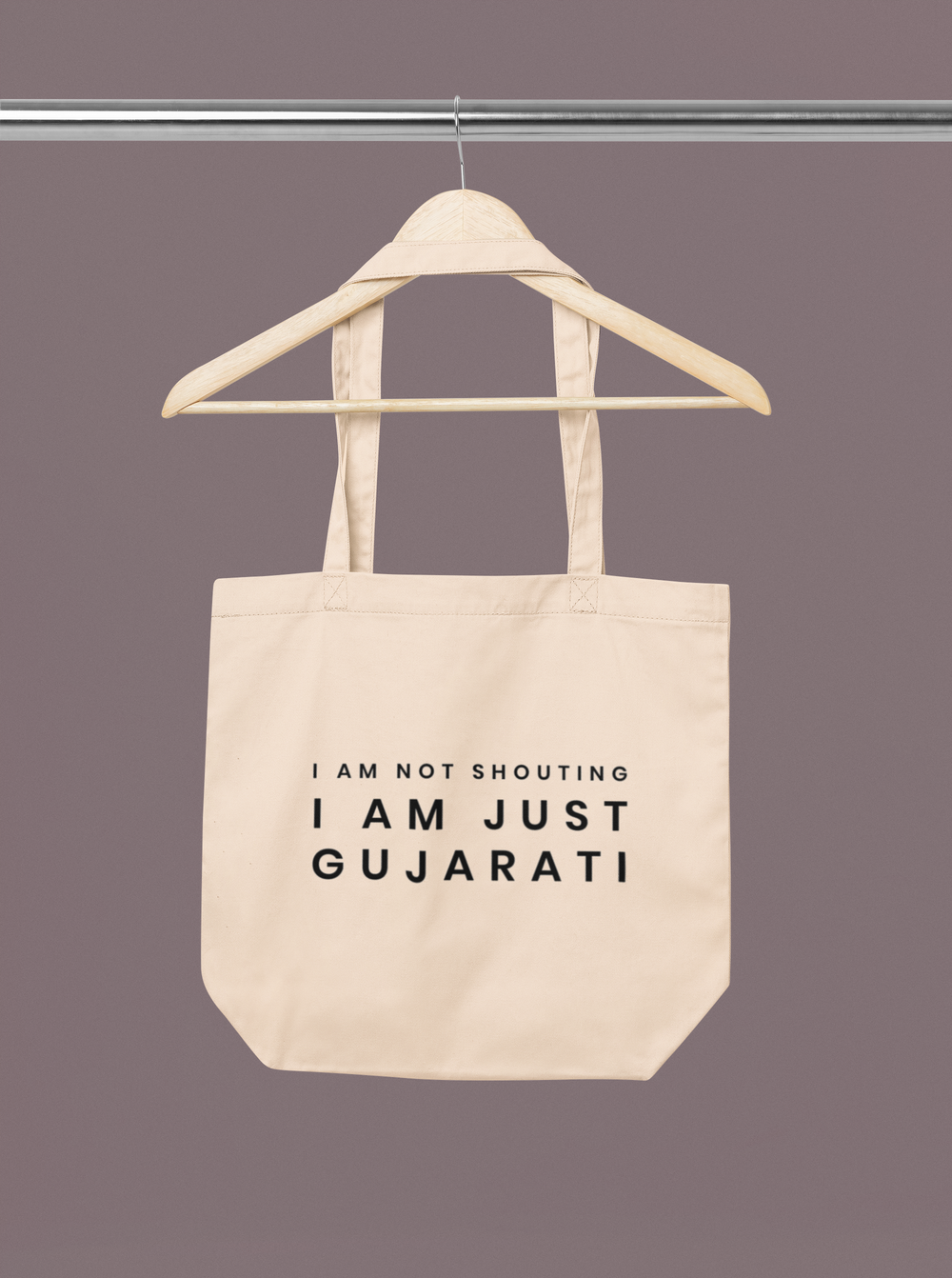 I Am Not Shouting Gujarati Large Tote Bag