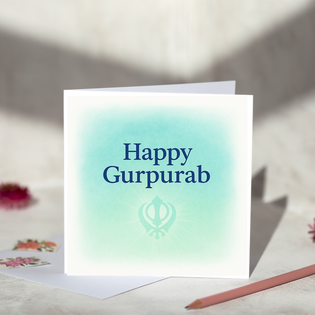 Happy Gurpurab Turquoise Greeting Card