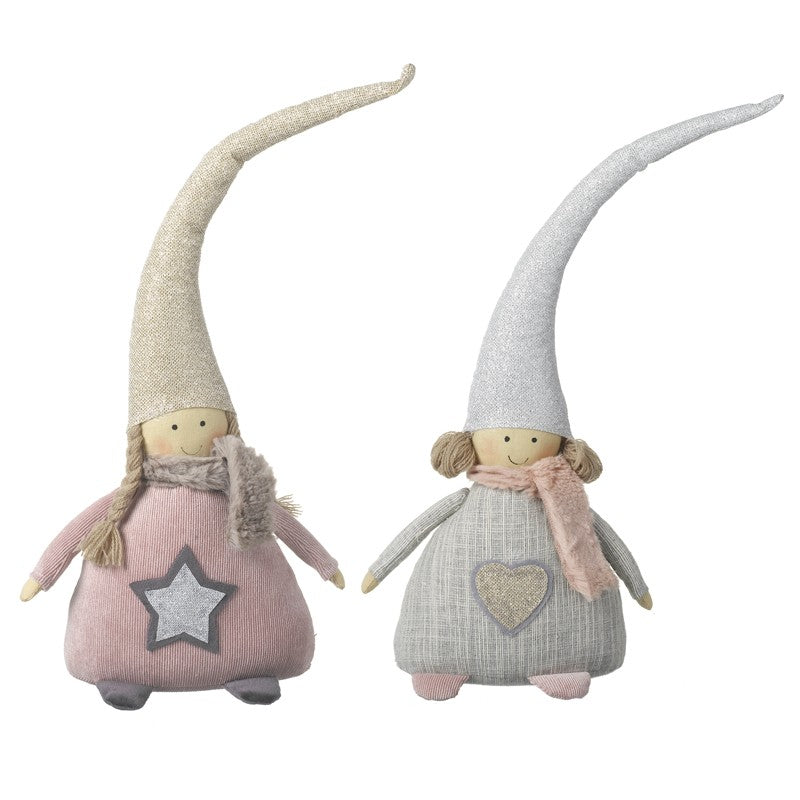 Fabric Sitting Girls With Big Hats Christmas Decoration