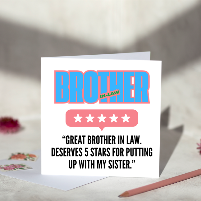 Brother In Law 5 Stars Card