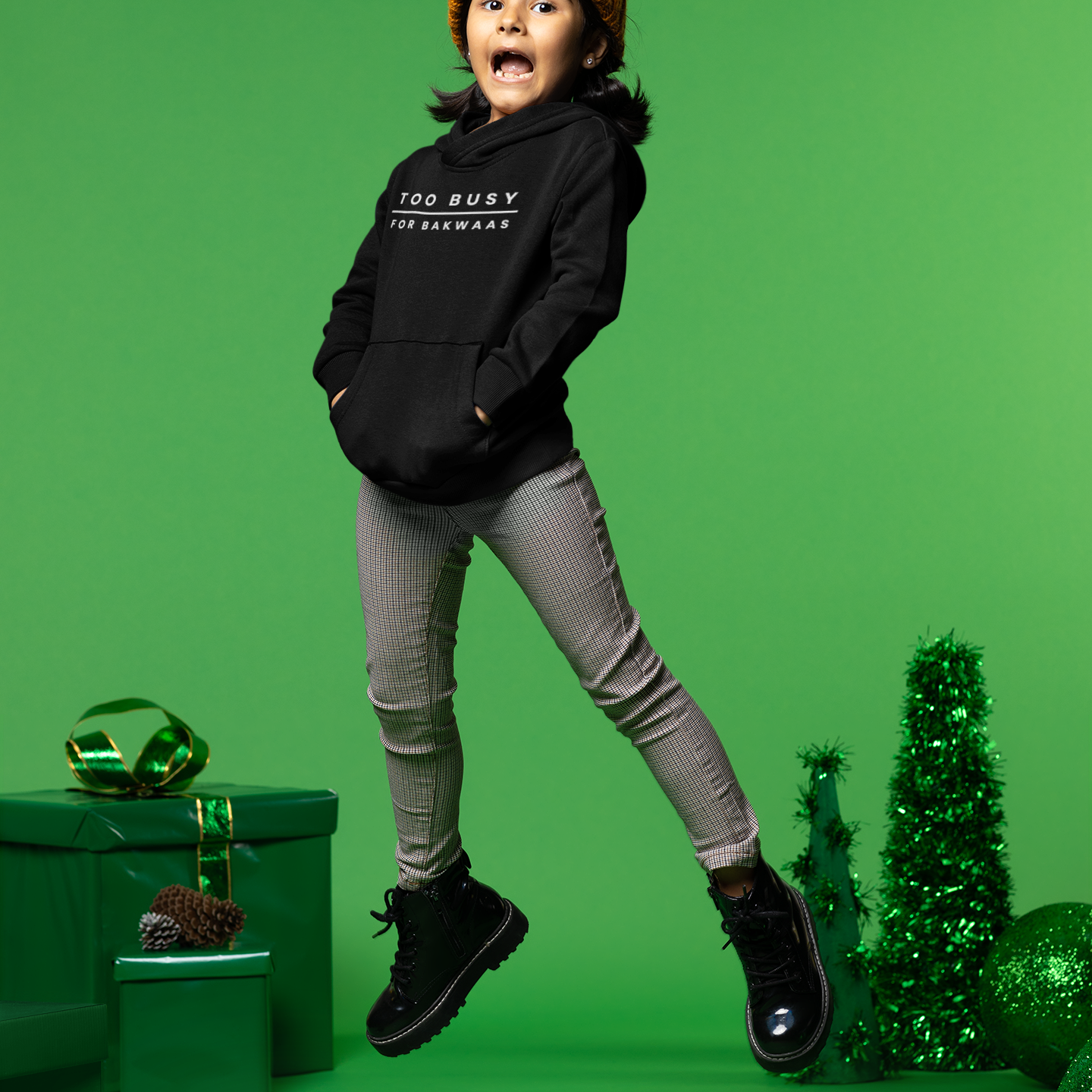 Too Busy For Bakwaas Kids Hoodie - Black