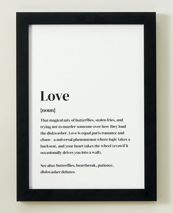 Love Definition Art Print or Framed