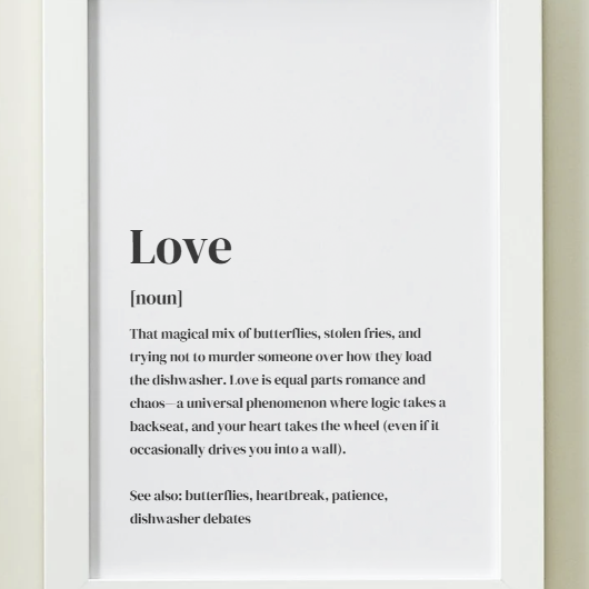 Love Definition Art Print or Framed