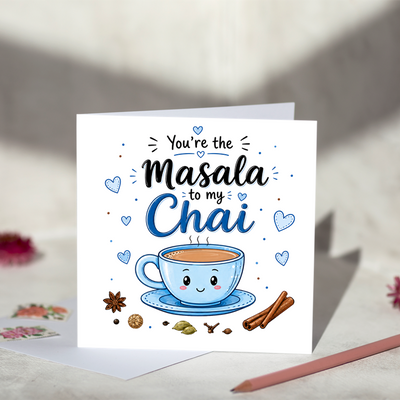 You're the Masala to my Chai Blue Mug Greeting Card