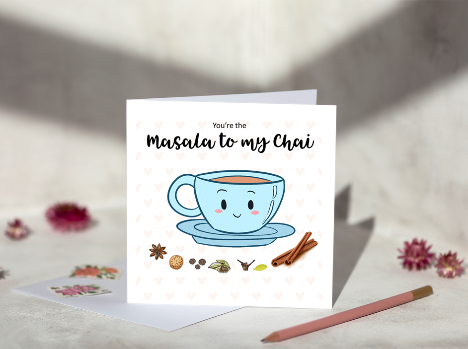 You're the Masala to my Chai Blue Mug Greeting Card