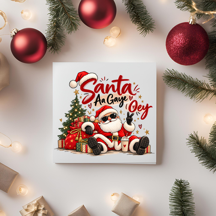 Santa Aa Gaye Oey Christmas Card