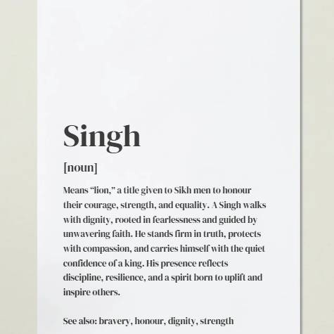 Singh Definition Art Print or Framed