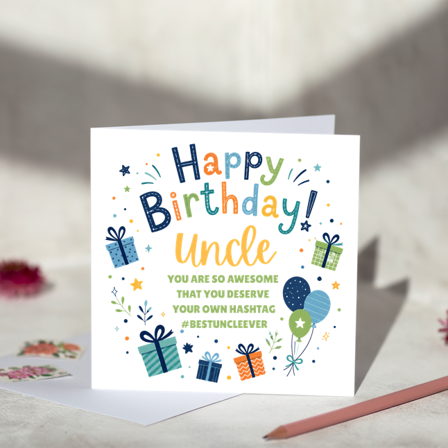 Uncle Hashtag Birthday Card