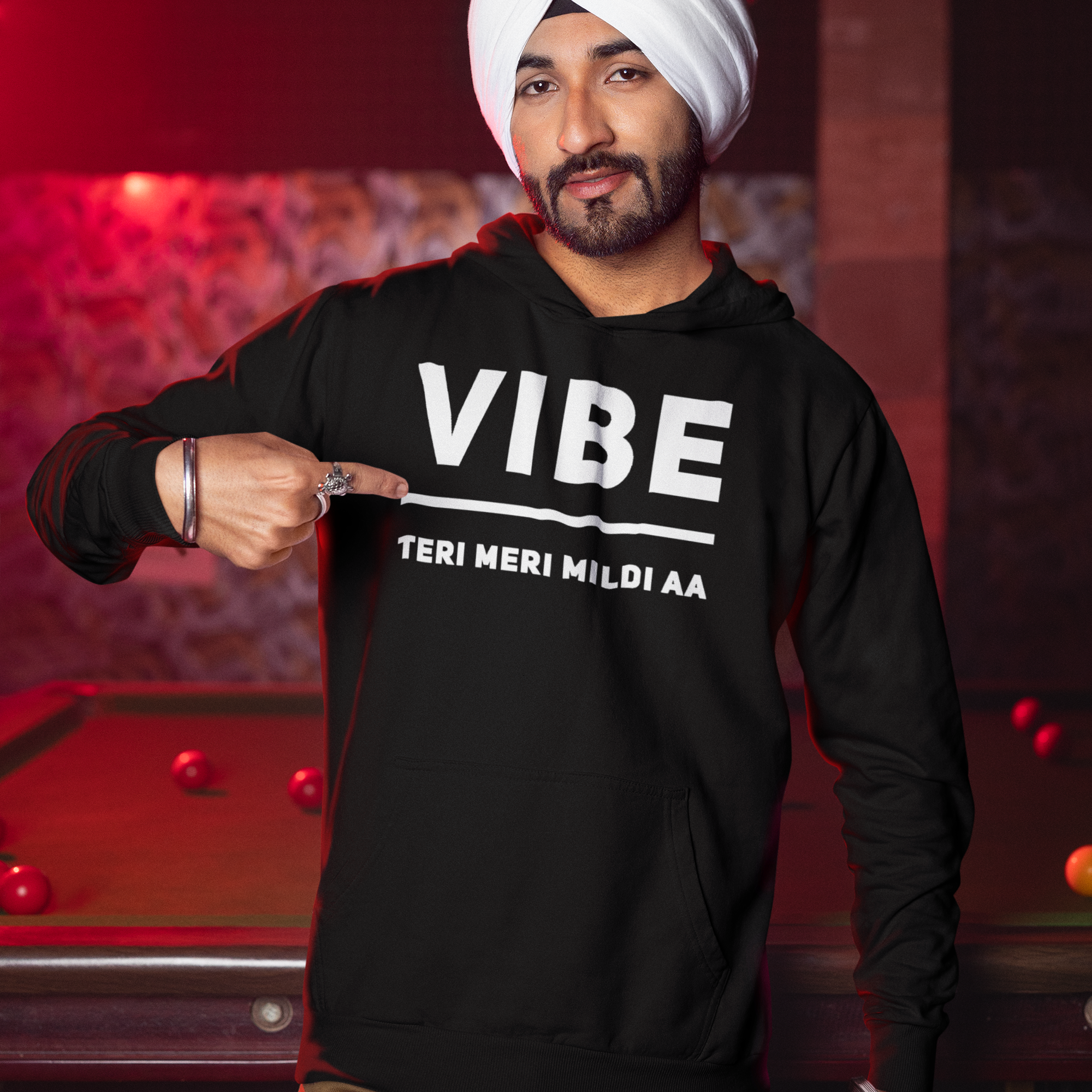 Diljit Dosanjh: Vibe Teri Meri Mildi Aa Unisex Hoodie - Black