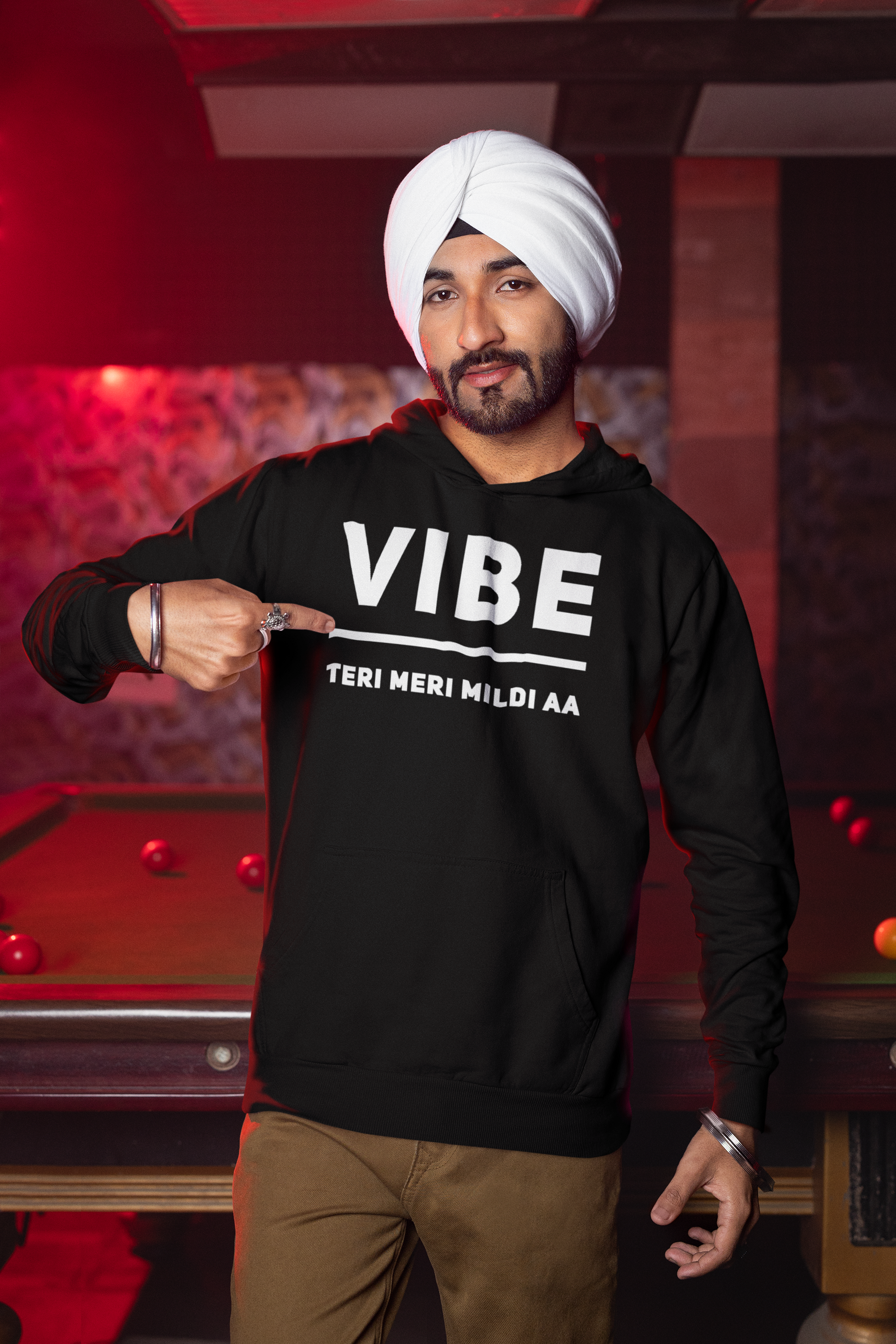 Diljit Dosanjh: Vibe Teri Meri Mildi Aa Unisex Hoodie - Black