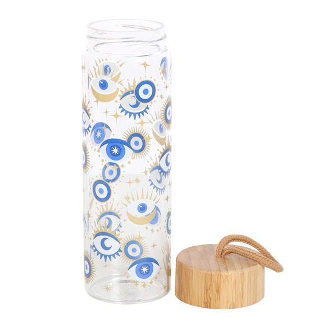 Evil Eye Reusable Glass Water Bottle