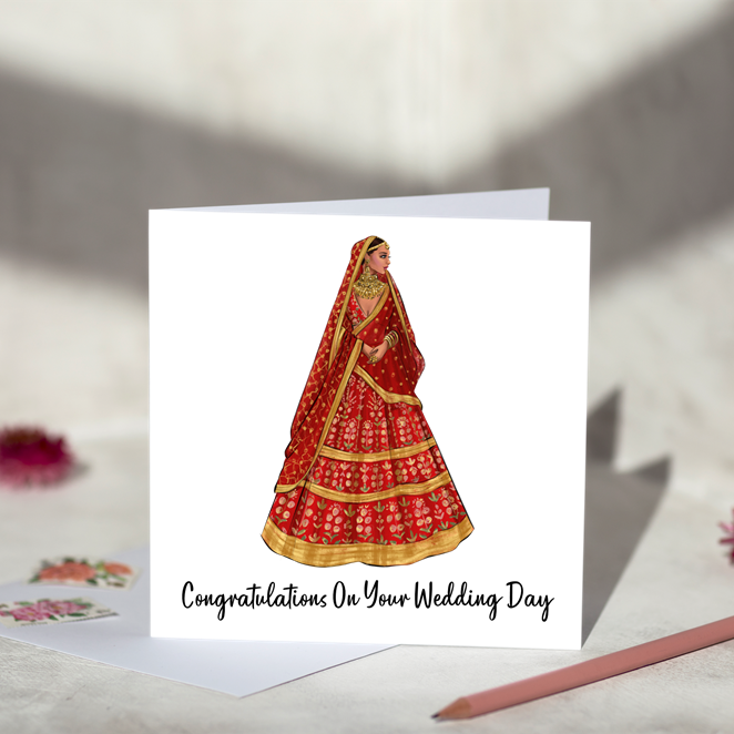 Wedding Day Bride in Red Card