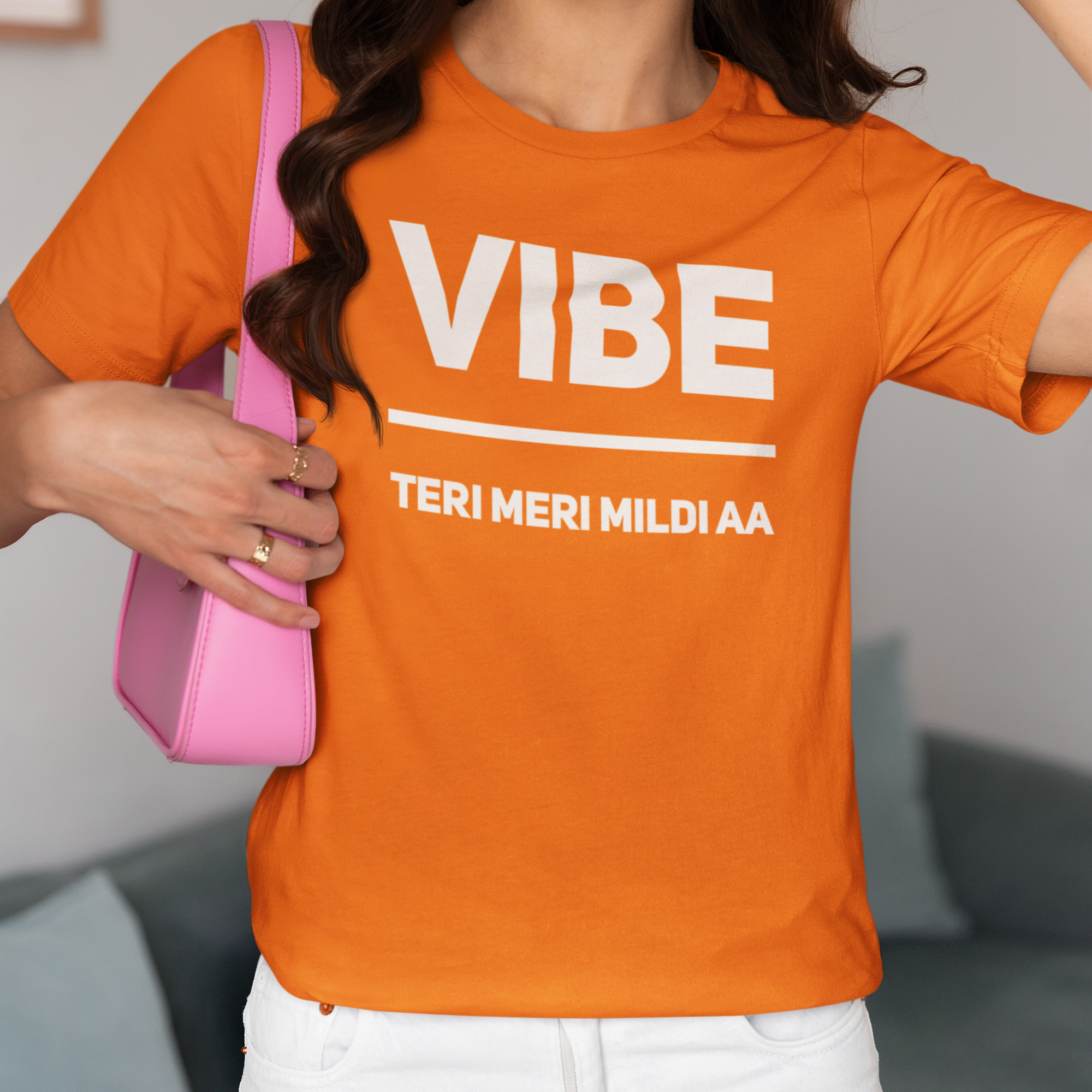 Diljit Dosanjh: Vibe Teri Meri Mildi Aa Unisex Tee Orange Sale