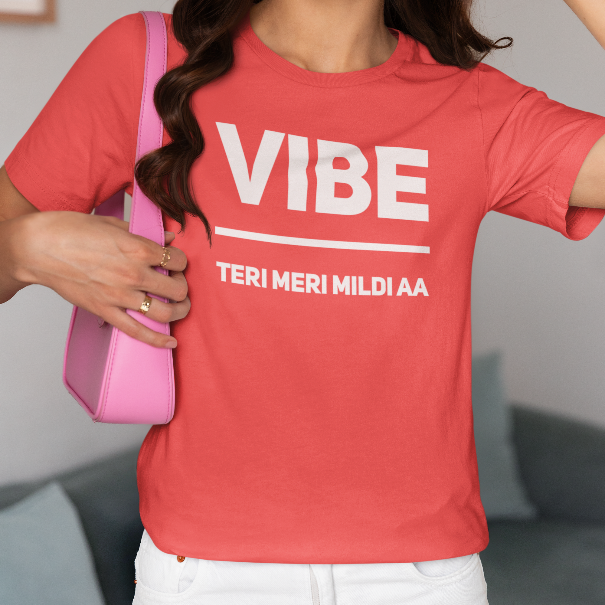 Diljit Dosanjh: Vibe Teri Meri Mildi Aa Unisex Tee Coral Sale