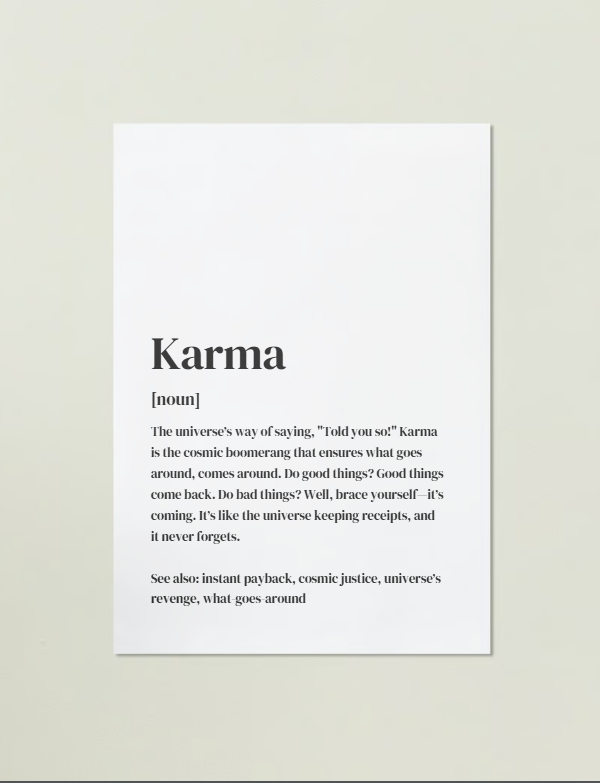 Karma Definition Art Print or Framed