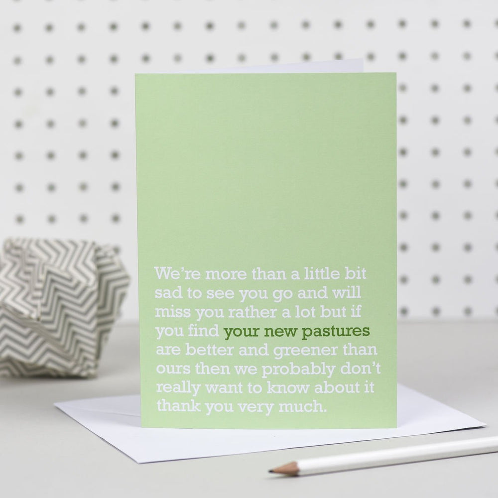 Your New Pastures' Goodbye Card